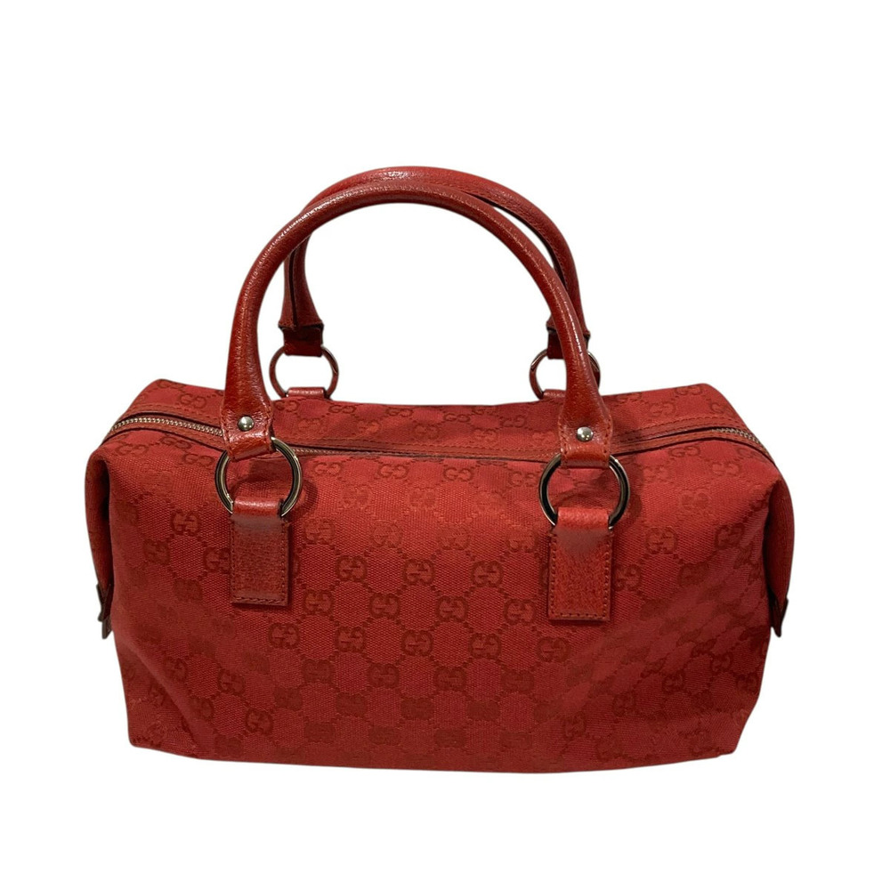 Gucci Guccissima Canvas Leather Boston Bag Red